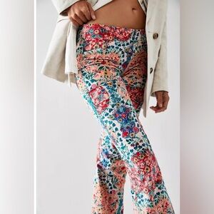 Free People Floral Boot Cut Flare Pants in Multicolor